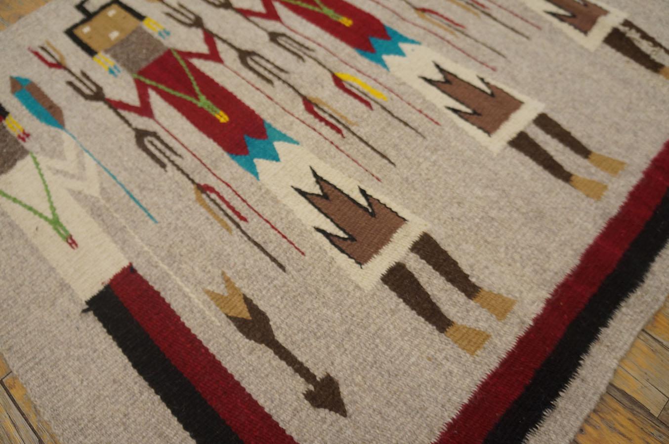 Mid 20th Century American Navajo Yei Carpet ( 2' 6'' x 4' 6'' - 76 x 137 cm ) 5