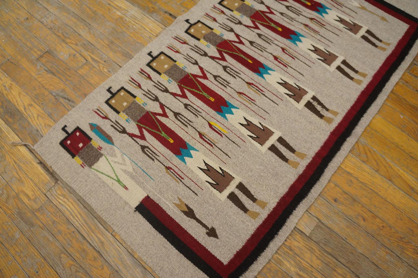 Mid 20th Century American Navajo Yei Carpet ( 2' 6'' x 4' 6'' - 76 x 137 cm ) 2