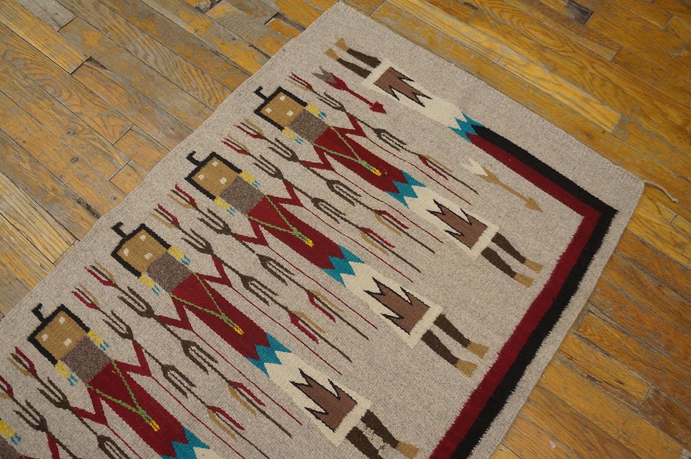 Mid 20th Century American Navajo Yei Carpet ( 2' 6'' x 4' 6'' - 76 x 137 cm ) 3