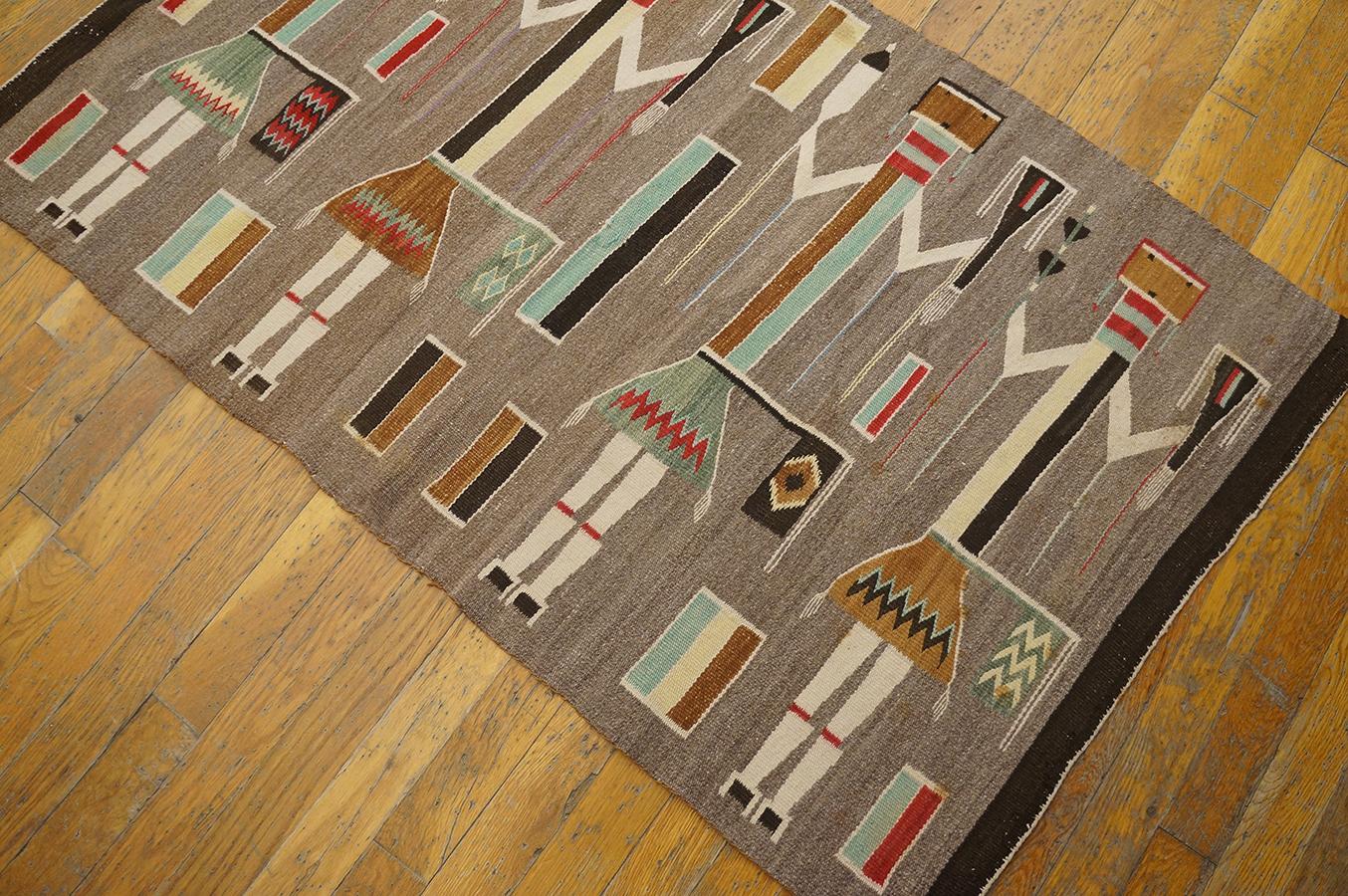 Mid-20th Century 1930s American Navajo Yei Carpet  ( 2'6