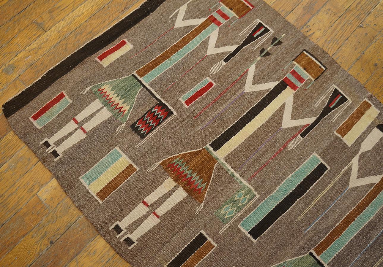 Wool 1930s American Navajo Yei Carpet  ( 2'6