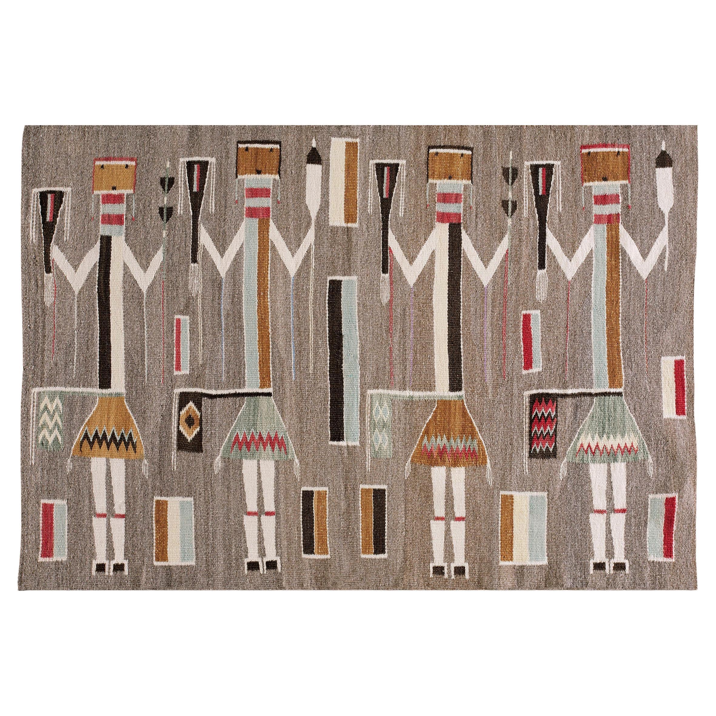 1930s American Navajo Yei Carpet  ( 2'6" x 4' - 76 x 122 cm )