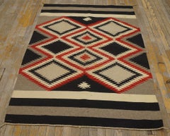1940s Multi Zig Zag Tribal Antique American Navajo Carpet 3'9"x6' Weave Wool Rug