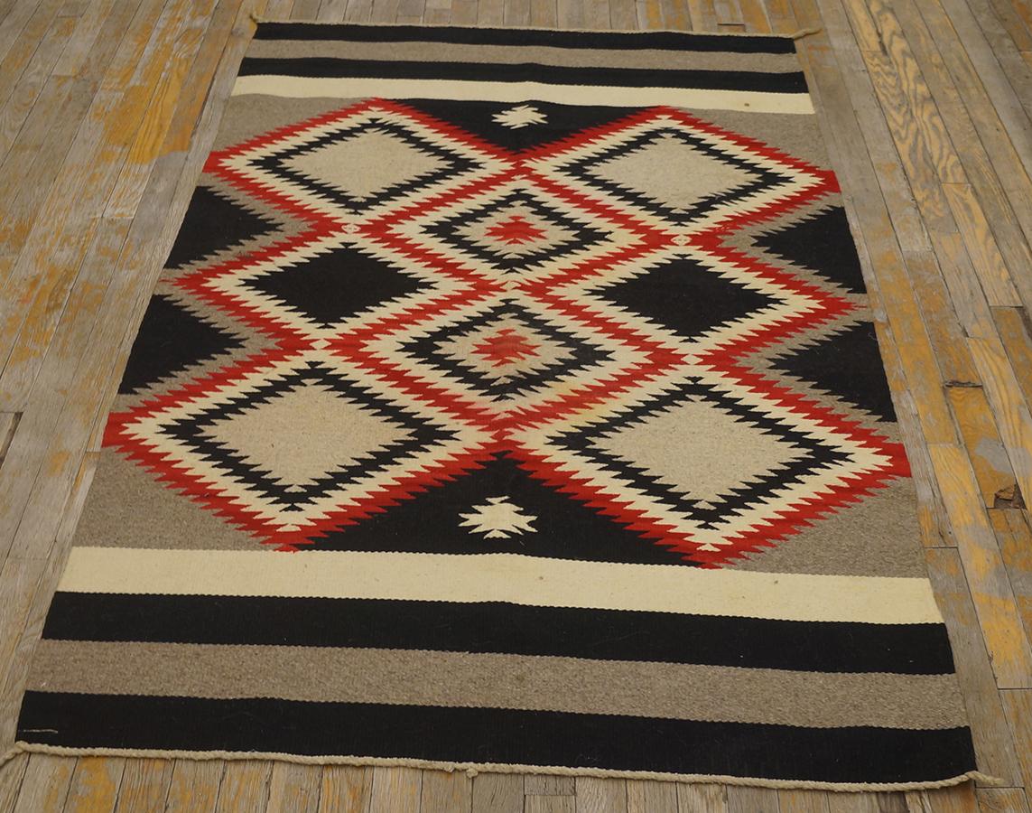 Hand-Woven 1940s American Navajo Carpet ( 3'9