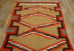 1930s Camel Zig Zag Antique American Navajo Rug 4' x 6' 2" Flatweave Wool Carpet