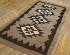 1930s Gray Diamond Antique American Navajo Two Grey Hills Carpet 4'x7' Wool Rug
