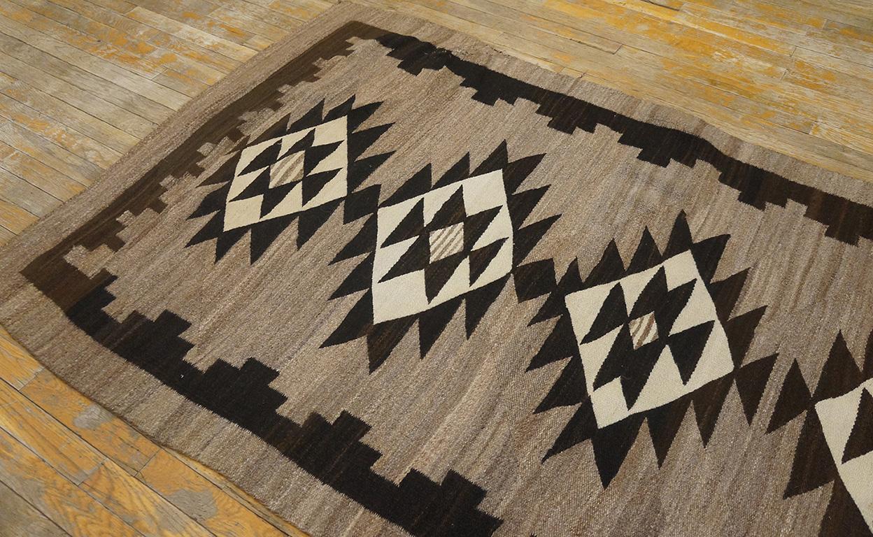 Early 20th Century American Navajo Two Grey Hills Carpet ( 4' x 7' - 122 x 213 ) In Good Condition For Sale In New York, NY
