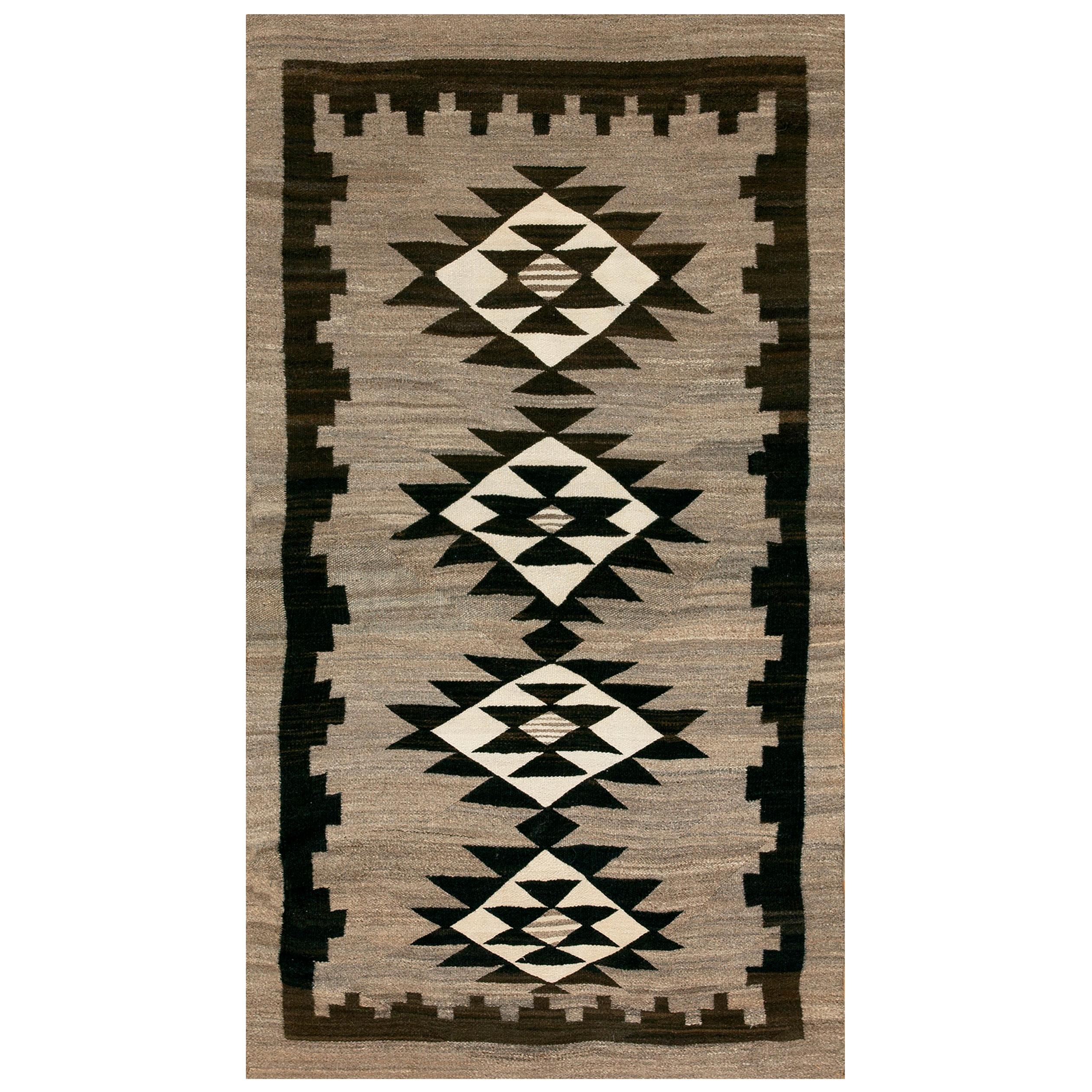 Early 20th Century American Navajo Two Grey Hills Carpet ( 4' x 7' - 122 x 213 ) For Sale