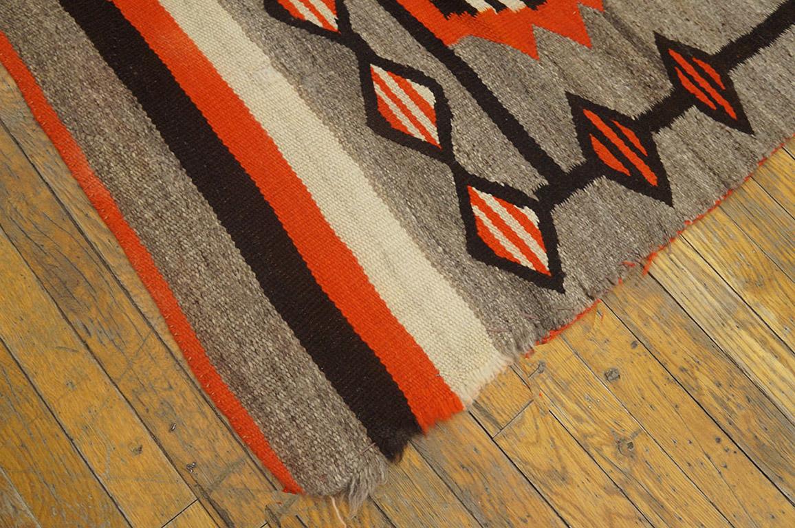 Hand-Woven 1920s American Navajo Carpet with Storm Pattern ( 4' 8