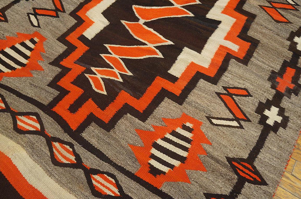 1920s American Navajo Carpet with Storm Pattern ( 4' 8