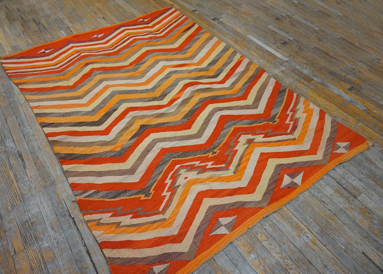 Wool 19th Century Transitional Period American Navajo Carpet (5'5
