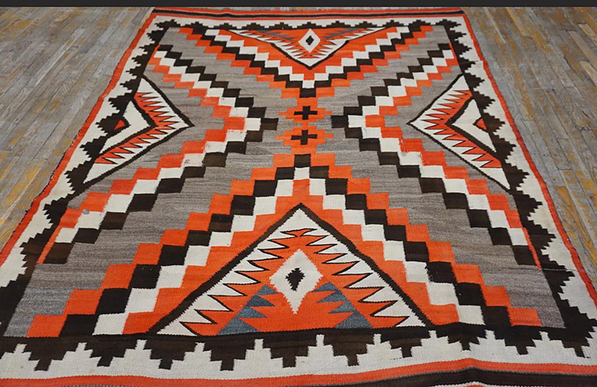 Hand-Woven Early 20th Century American Navajo Carpet ( 6'3