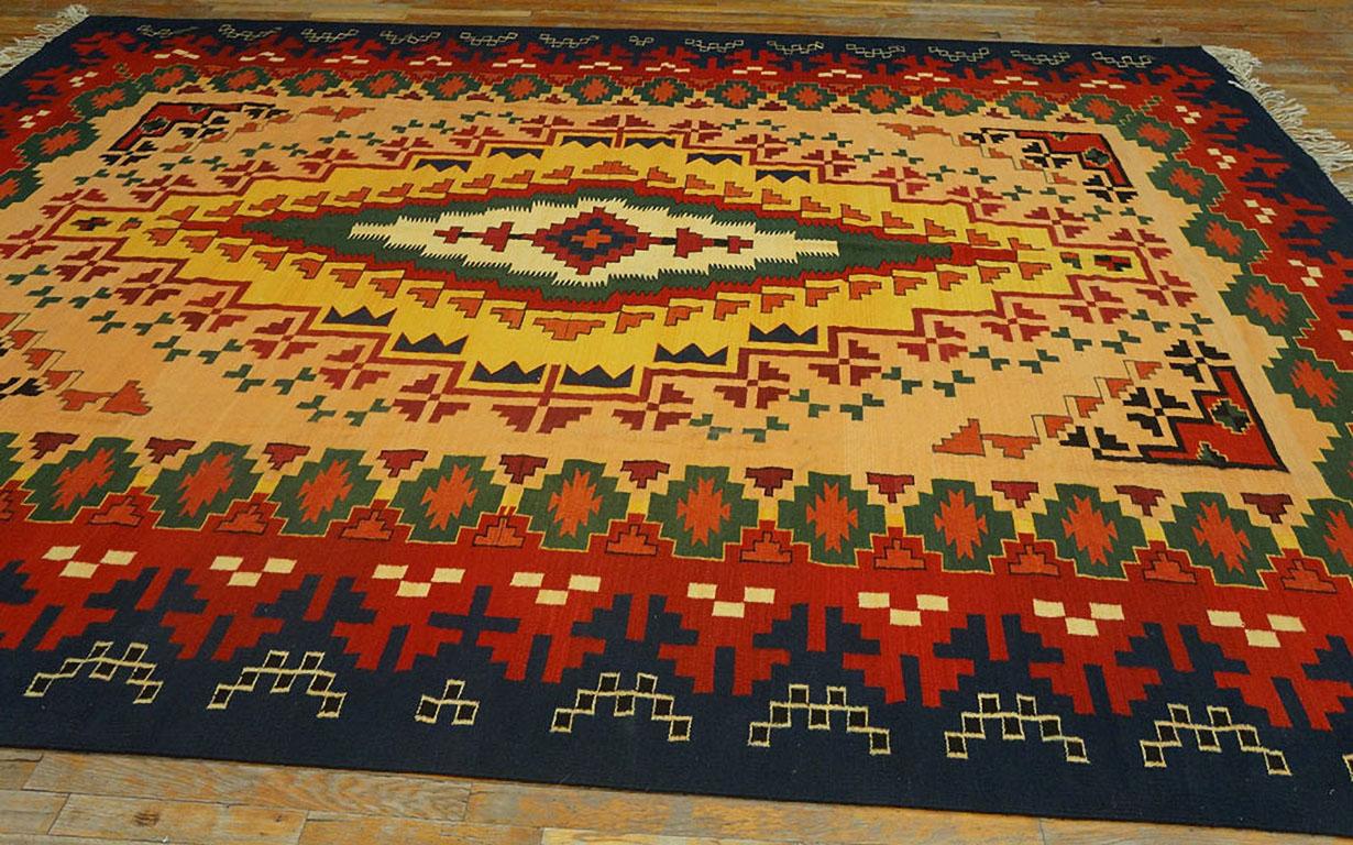 Wool Mid 20th Century Navajo Style Carpet ( 9'6