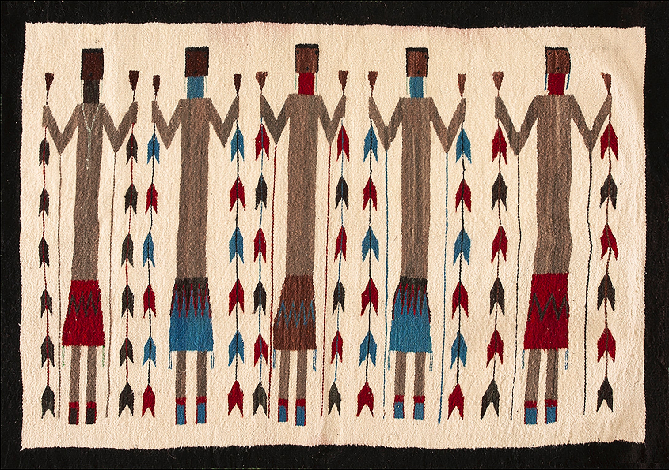 Tapis américain Navajo Yei des années 1930 ( 3' 5'' x 5' - 104 x 152 cm ) en vente