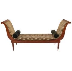 Antique American Neoclassical Mahogany Bustle Bench Window Seat Day Bed 1860