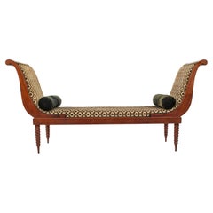 Antique American Neoclassical Mahogany Bustle Bench Window Seat Day Bed 1860