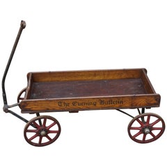 Antique American Newspaper Cart Great as a Novelty Magazine Stand & Drinks Table