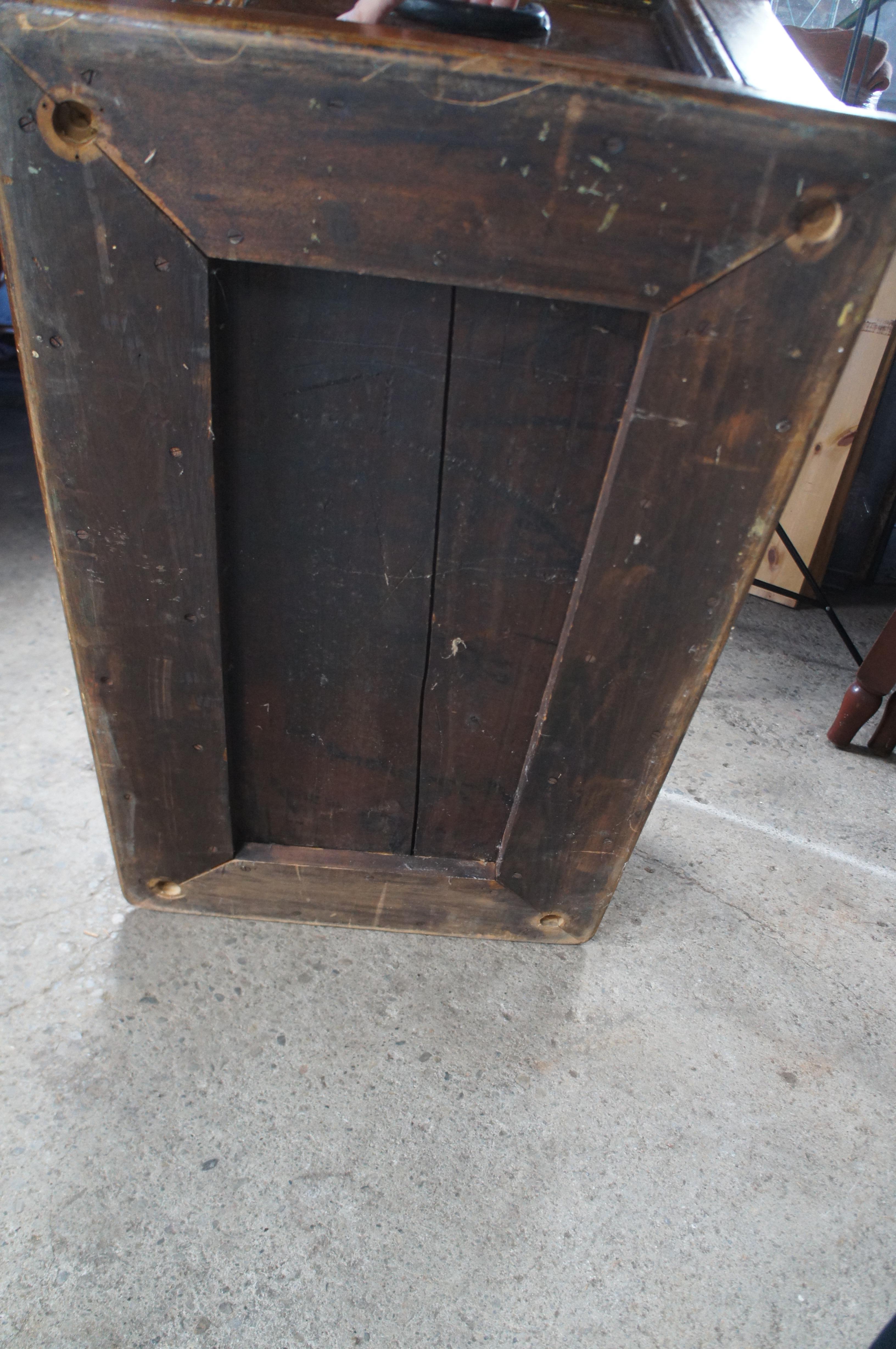 Antique American Oak & Brass Carpenters Tool Chest Blanket Storage Trunk 39
