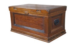 Antique American Pine & Brass Carpenters Tool Chest Blanket Storage Trunk 39"