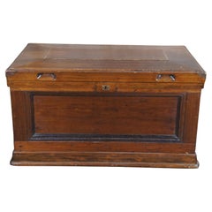 Coffre à outils de menuisier en chêne américain ancien et laiton Malle de rangement pour couvertures 39".