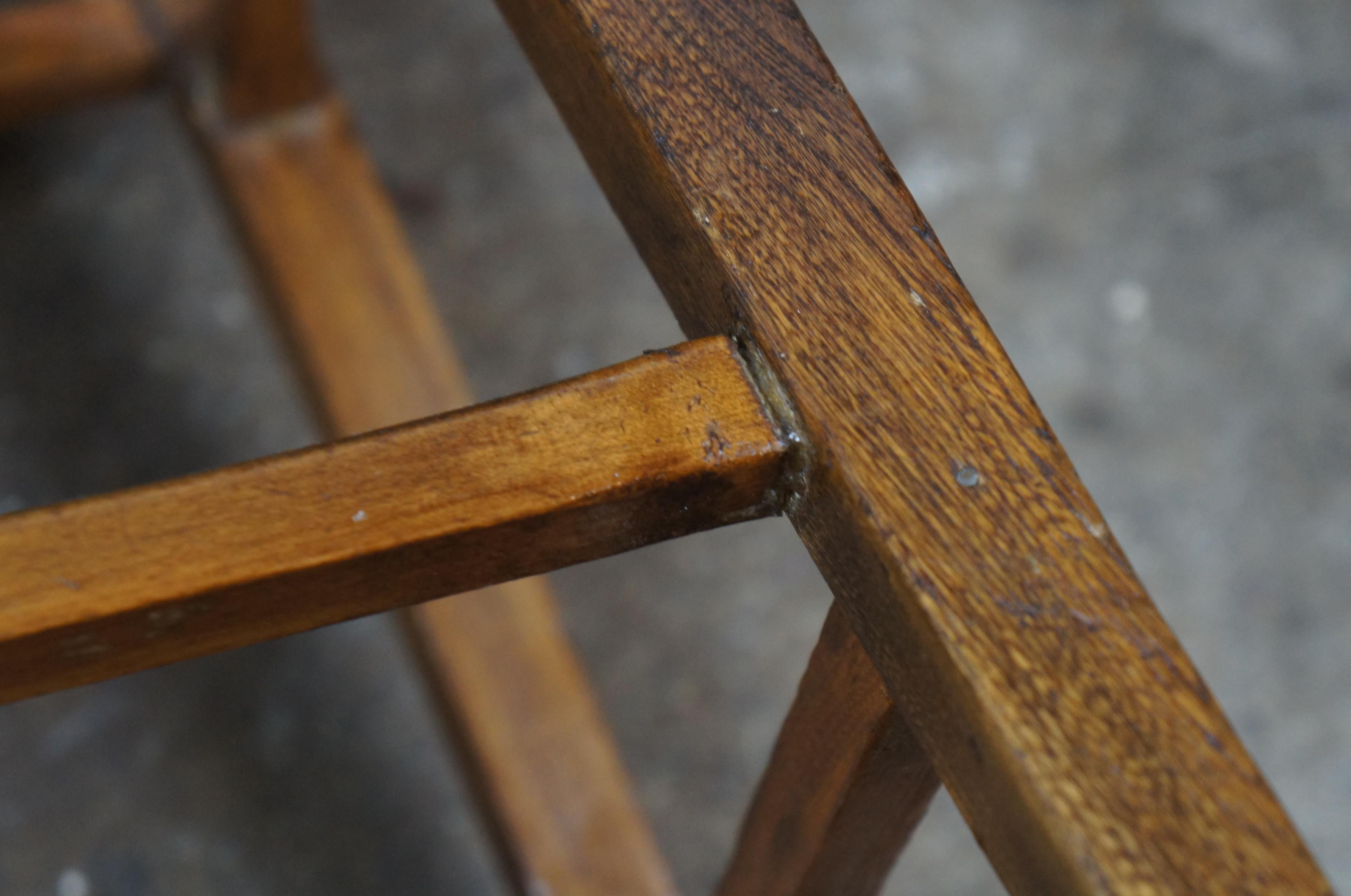 Antique American Oak Counter Bar Stool Chair Farmhouse Country 2