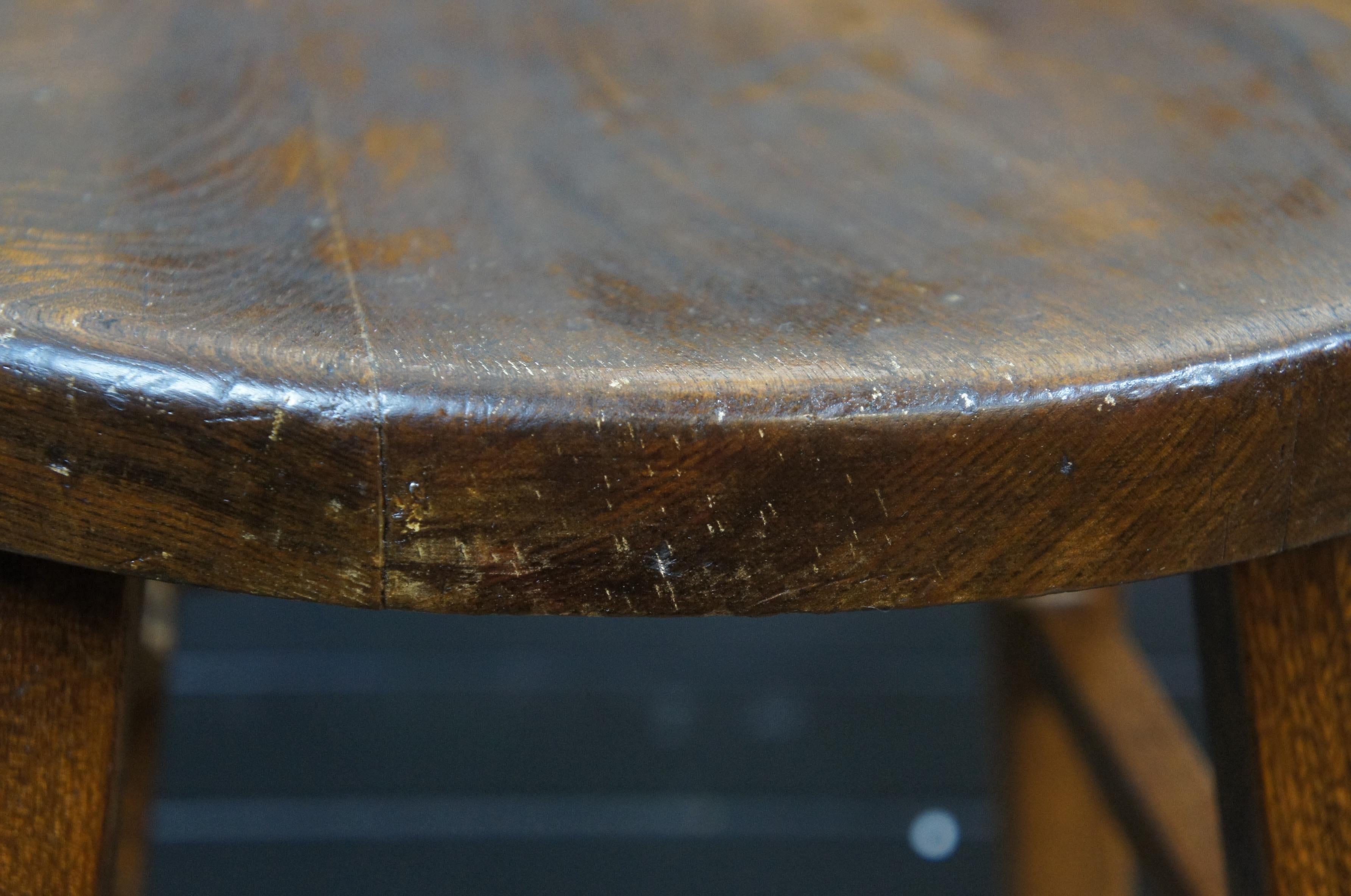 Antique American Oak Counter Bar Stool Chair Farmhouse Country 3