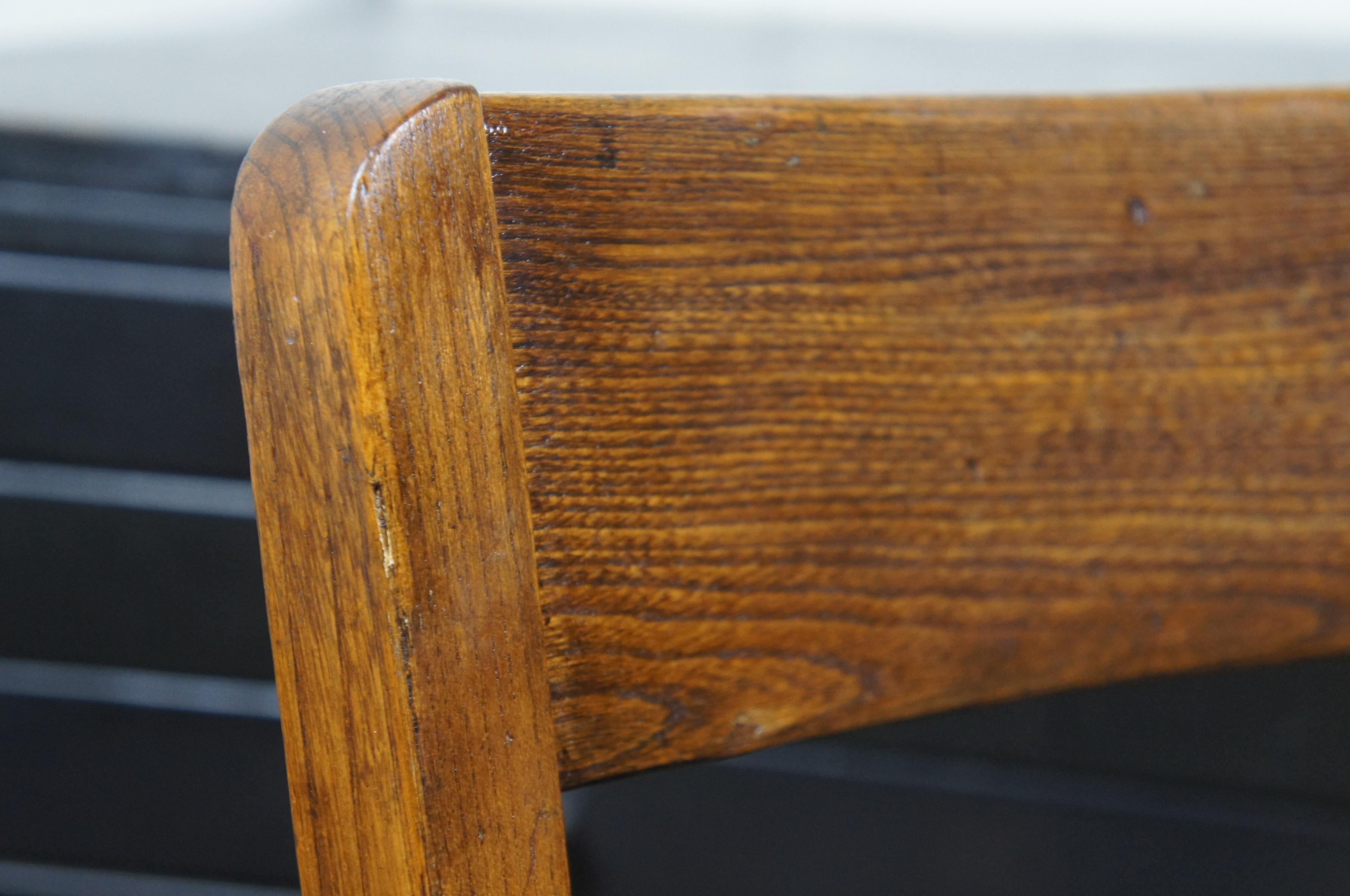 Antique American Oak Counter Bar Stool Chair Farmhouse Country 4