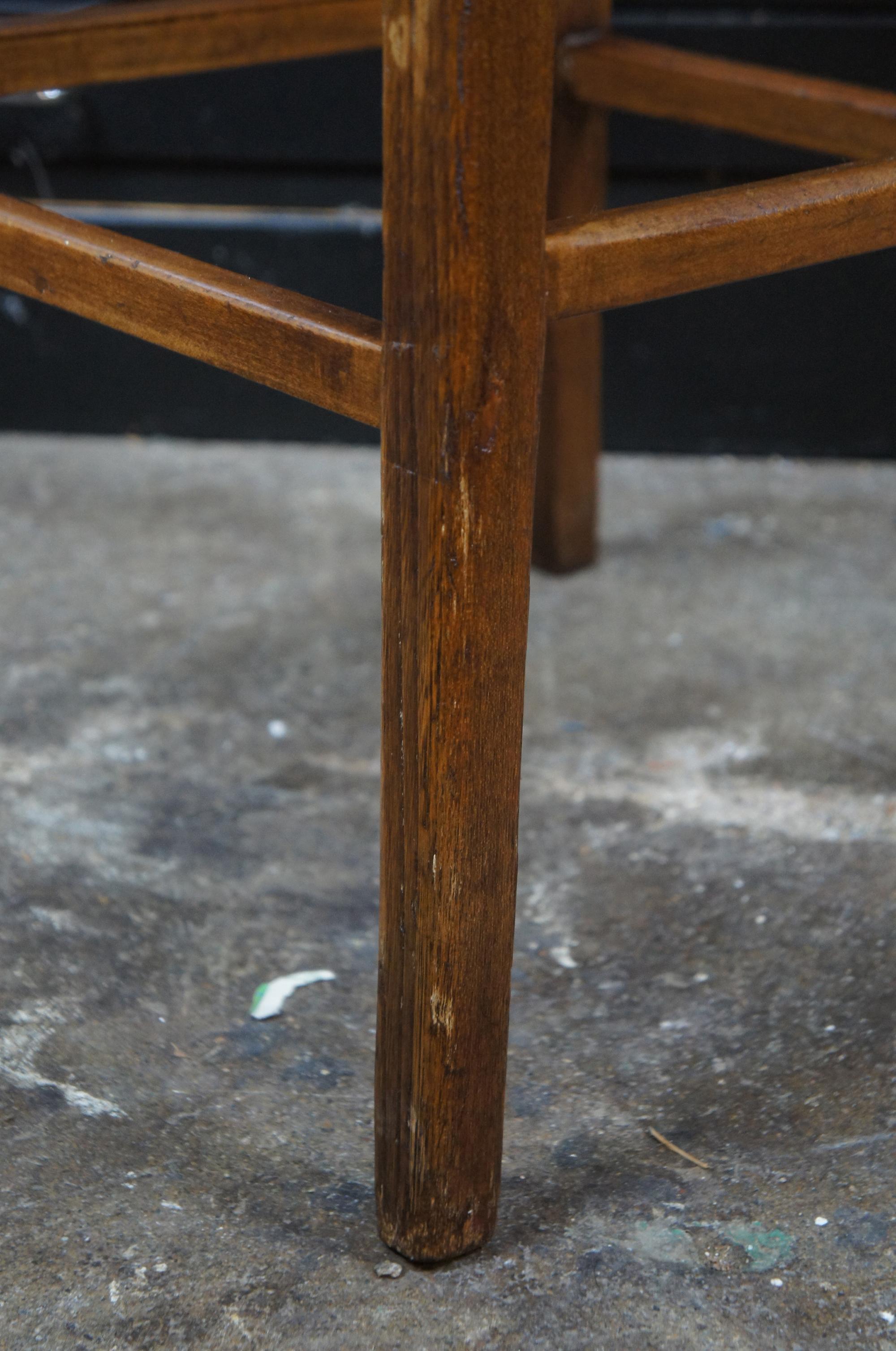 20th Century Antique American Oak Counter Bar Stool Chair Farmhouse Country