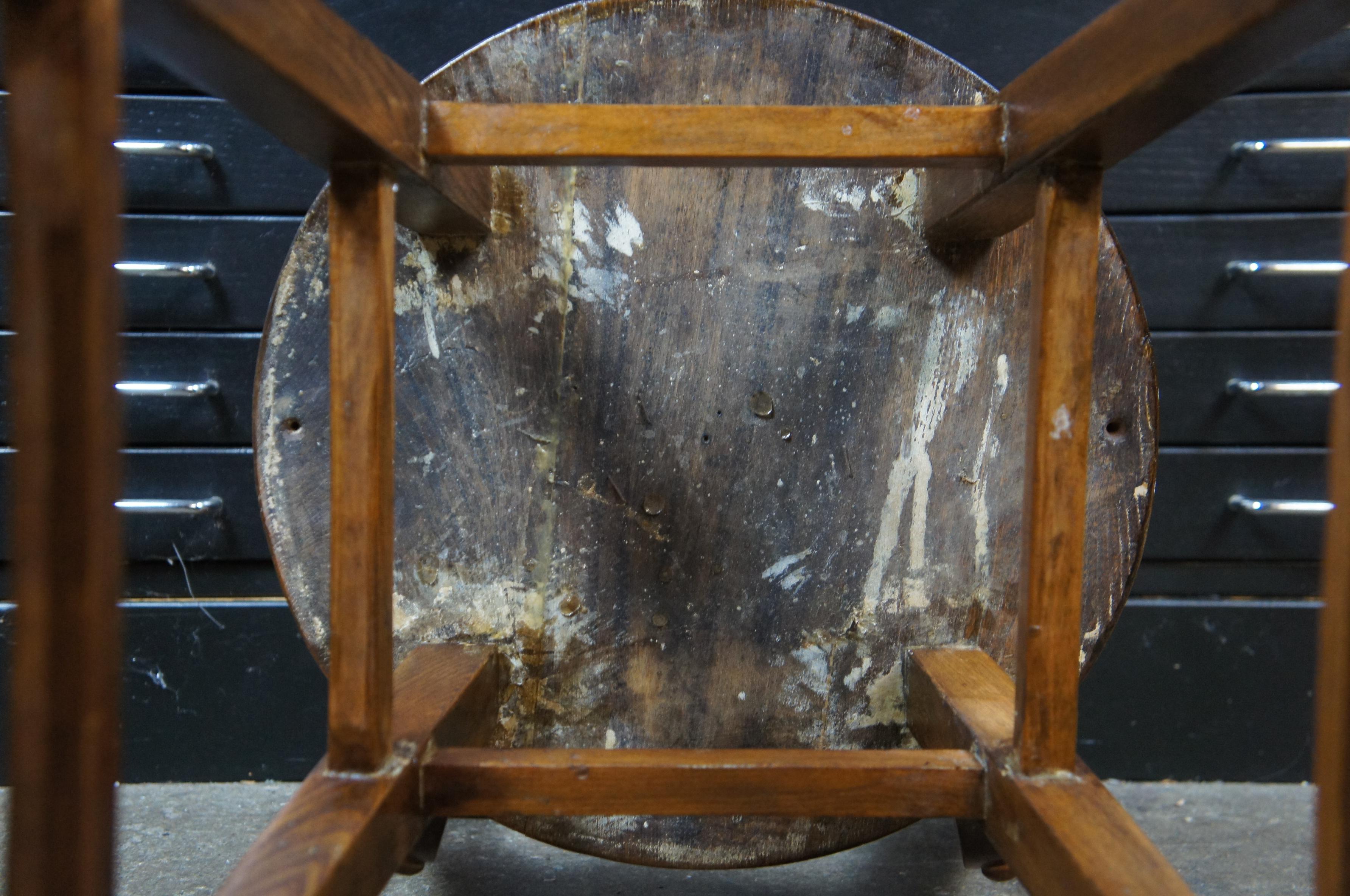 Antique American Oak Counter Bar Stool Chair Farmhouse Country 1