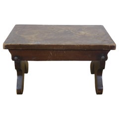 Antique American Oak Country Farmhouse Footstool Step Stool Rest Ottoman 16"