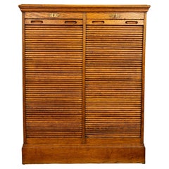 Ancienne armoire à 16 tiroirs en chêne américain à double tambour roulant, 1910