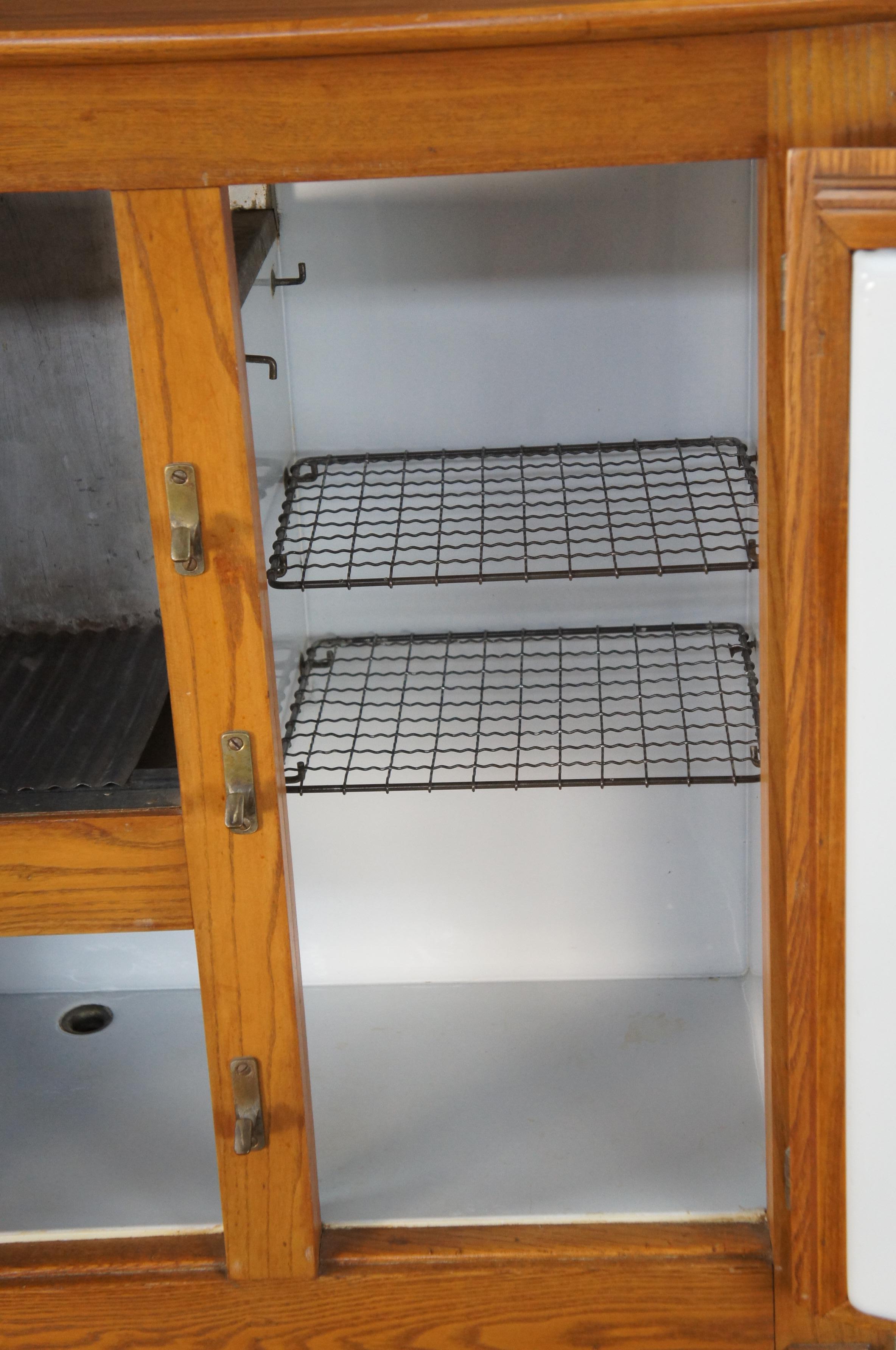 XX secolo Antico mobile da cucina in Oak Oak Farmhouse, dispensa, frigorifero con scatola di ghiaccio e mobile bar in vendita