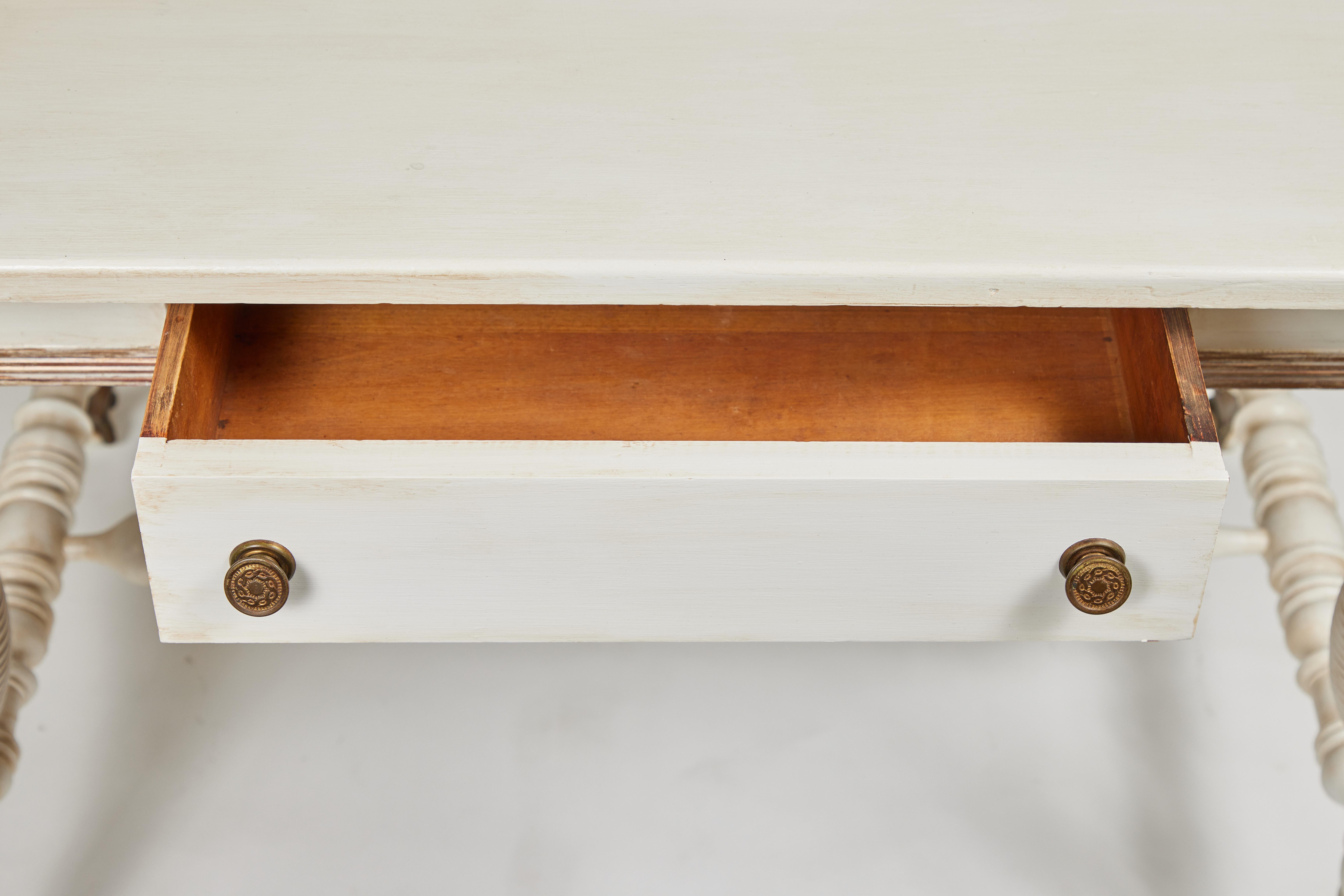 Antique American Oak Library Table with Spool Legs 2