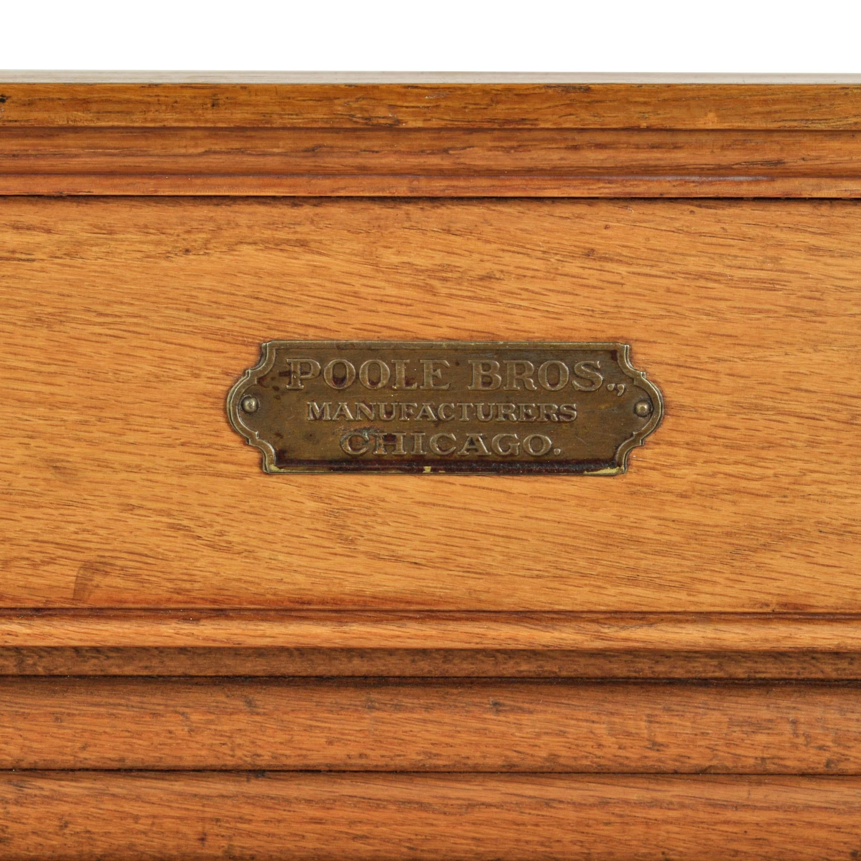 Antique American Oak Poole Bros Railway Ticket Roll Top Tambour Cabinet Chicago For Sale 4