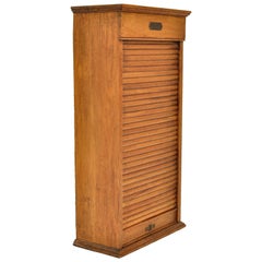 Used American Oak Poole Bros Railway Ticket Roll Top Tambour Cabinet Chicago