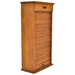 Used American Oak Poole Bros Railway Ticket Roll Top Tambour Cabinet Chicago