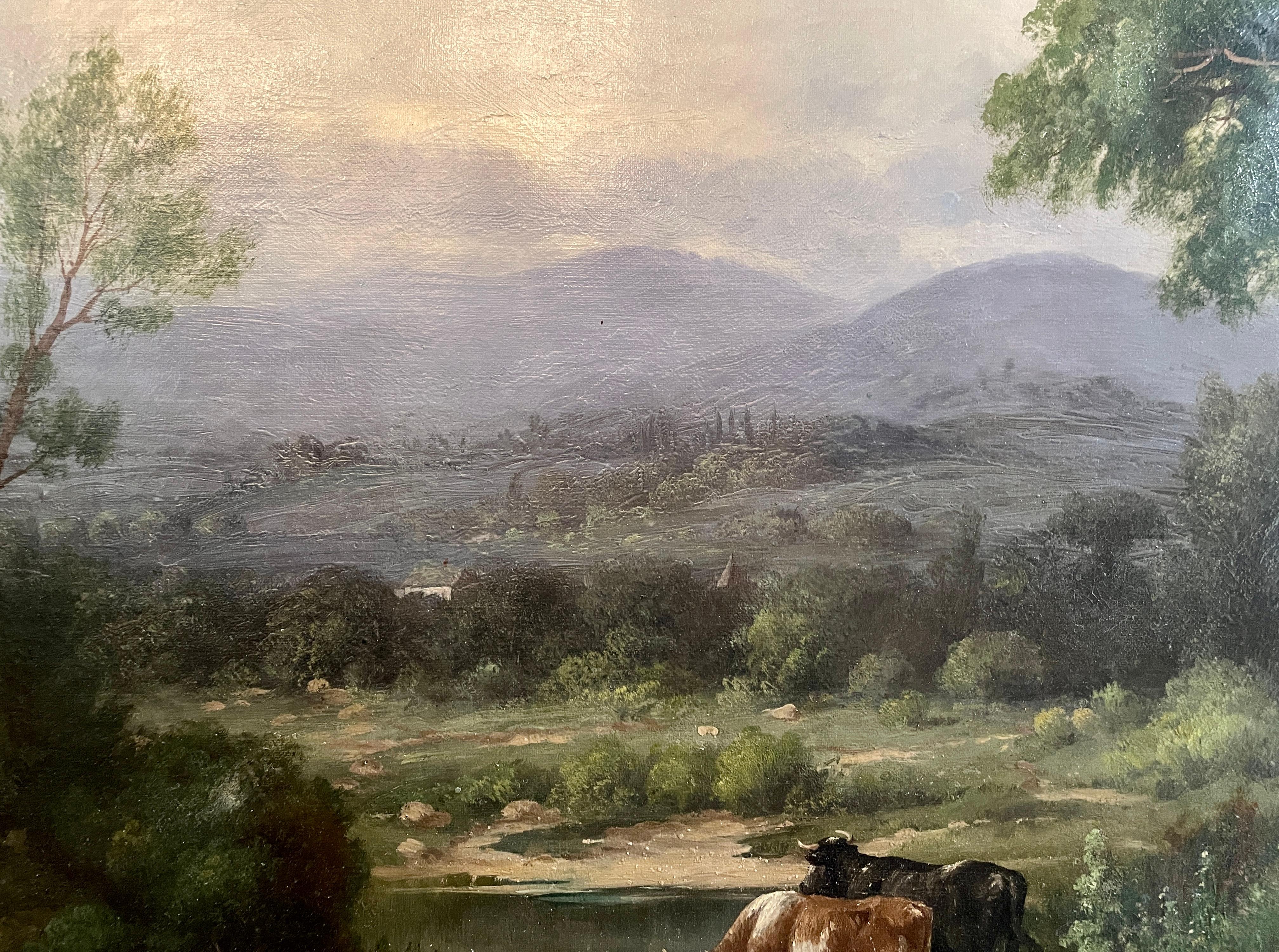 Antique American Oil on Canvas Landscape Painting by George Riecke '1848-1930' For Sale 1
