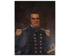 Antique American Oil Painting Portrait Of Officer