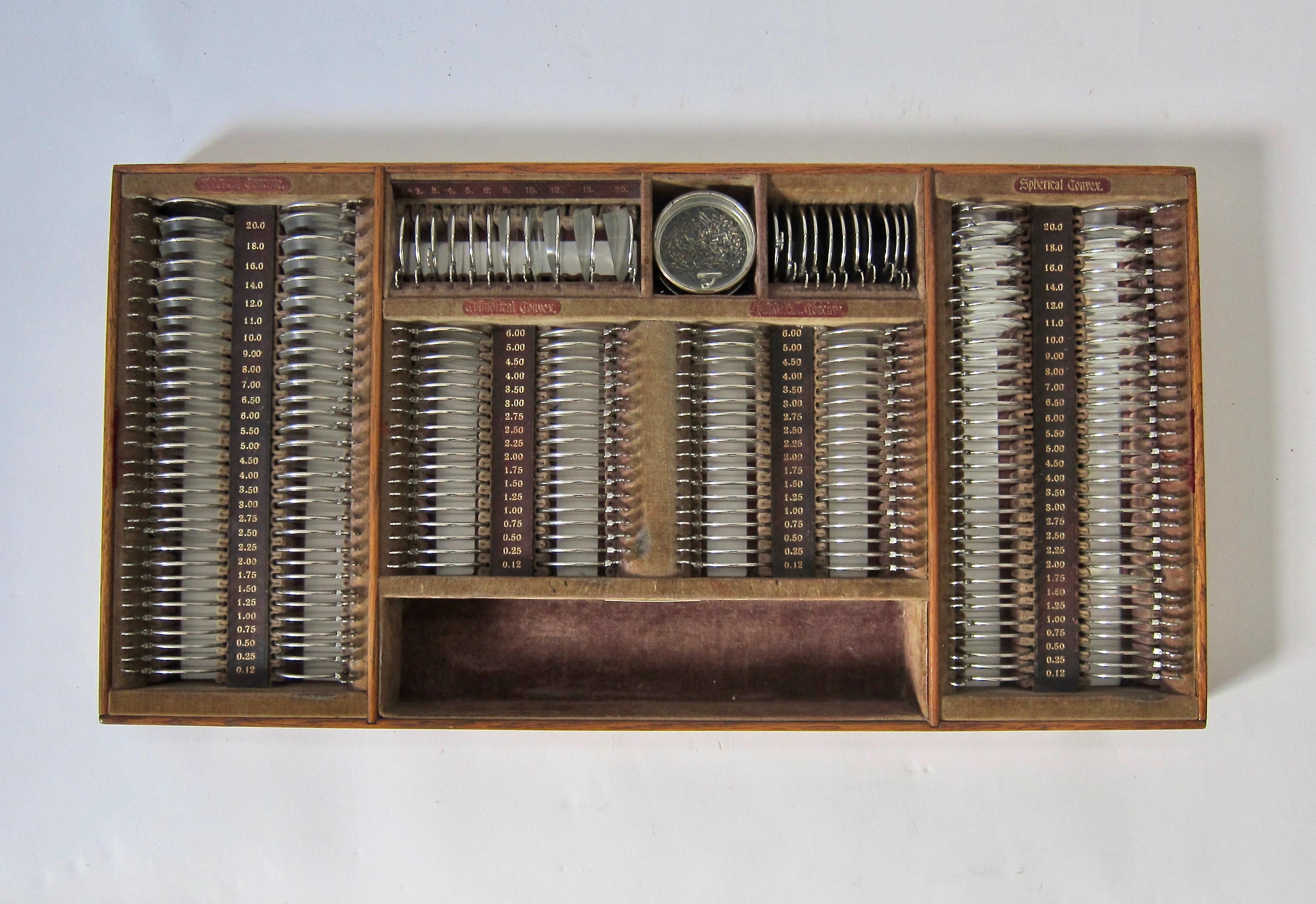 Antique American Optometry Trial lens Set with Testing Glasses For Sale