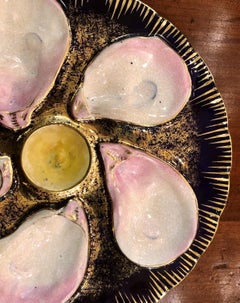 Antique American Oyster Plate Signed "New England Pottery Co., " circa 1880-1890