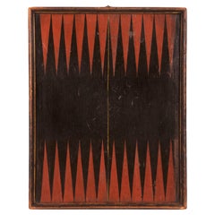 Antikes amerikanisches bemaltes Backgammon-Spielbrett, ca. 1840-1860