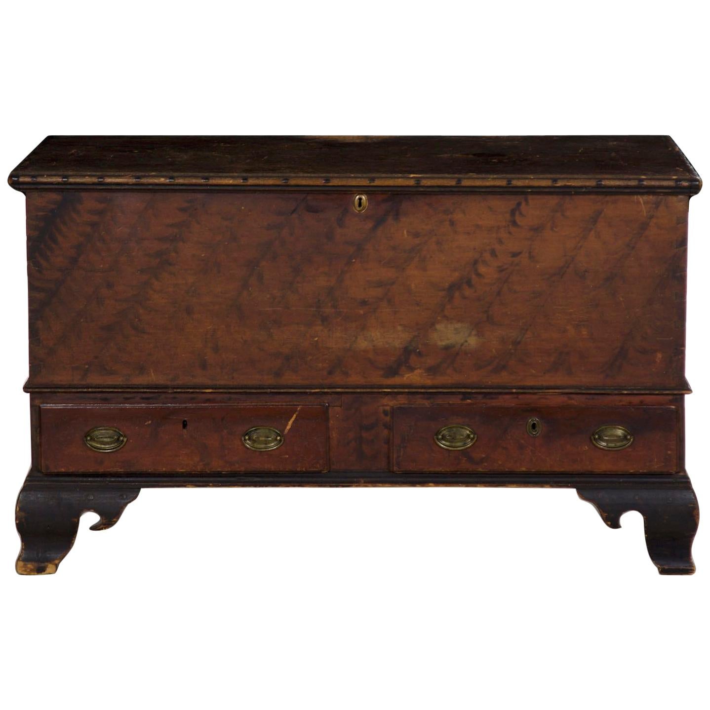 Antique American Painted Dower Blanket Chest of Drawers, Pennsylvania