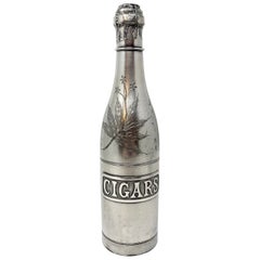 Antique American "Pairpoint" Silver-Plate Cigar Humidor Champagne Bottle Ca 1900
