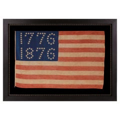 Antique American Parade Flag with Ten-Pointed Stars that Spell "1776-1876"