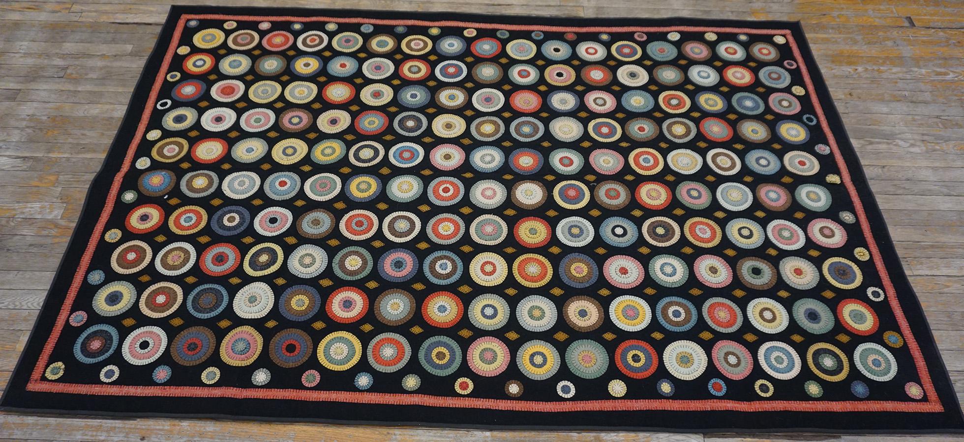 Mid-20th Century Early 20th Century American Penny Rug ( 5' x 7'7