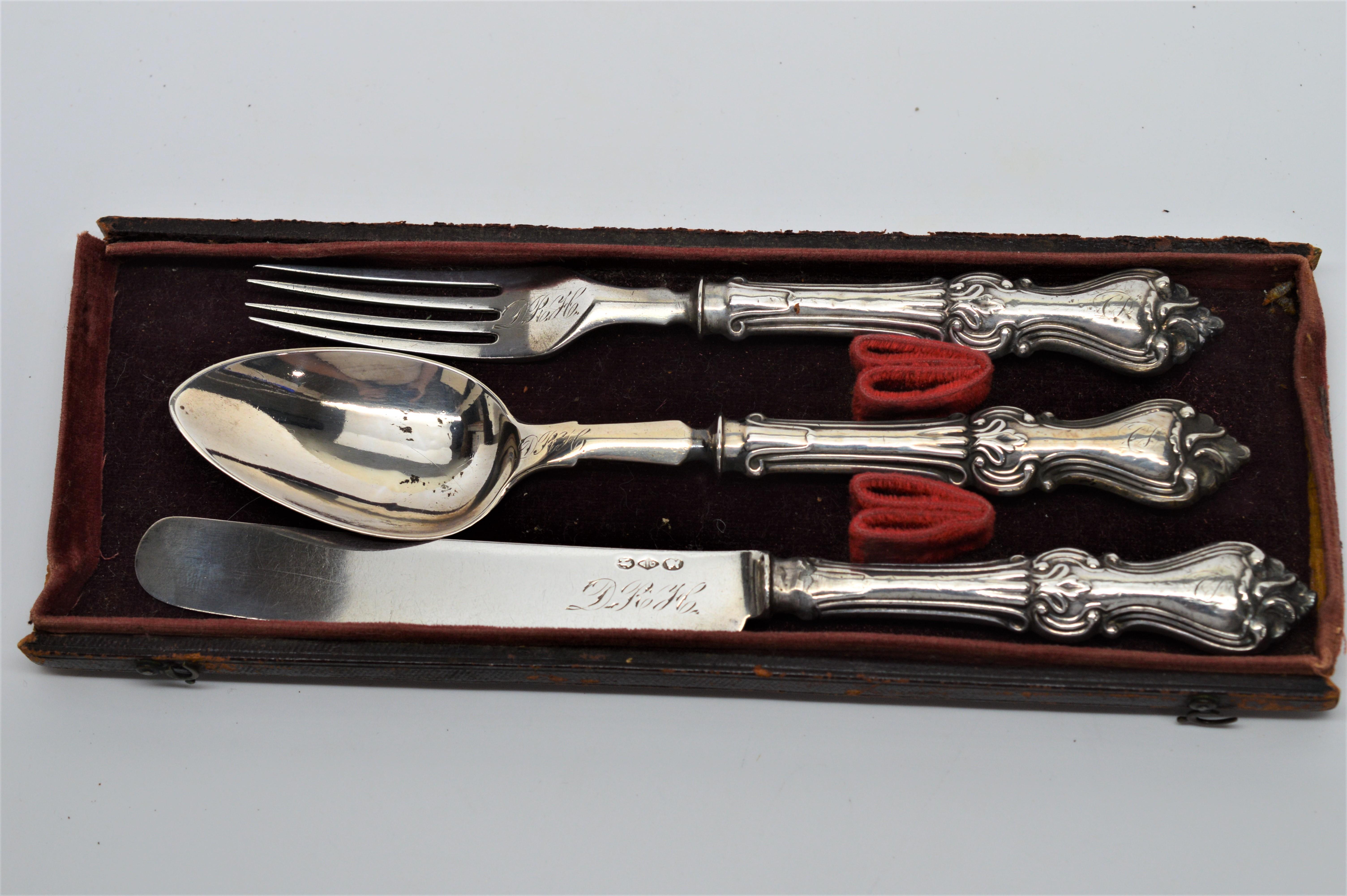 Antique American Personal Travel Sterling Silver Flatware Set 2