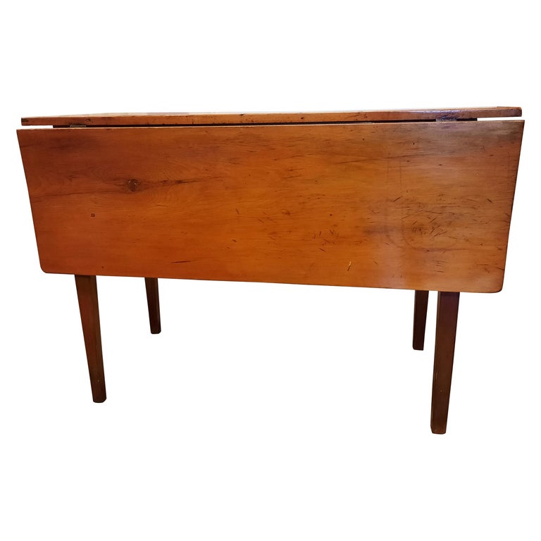 Antique American Pine Drop Leaf Table with Drawer For Sale at 1stDibs