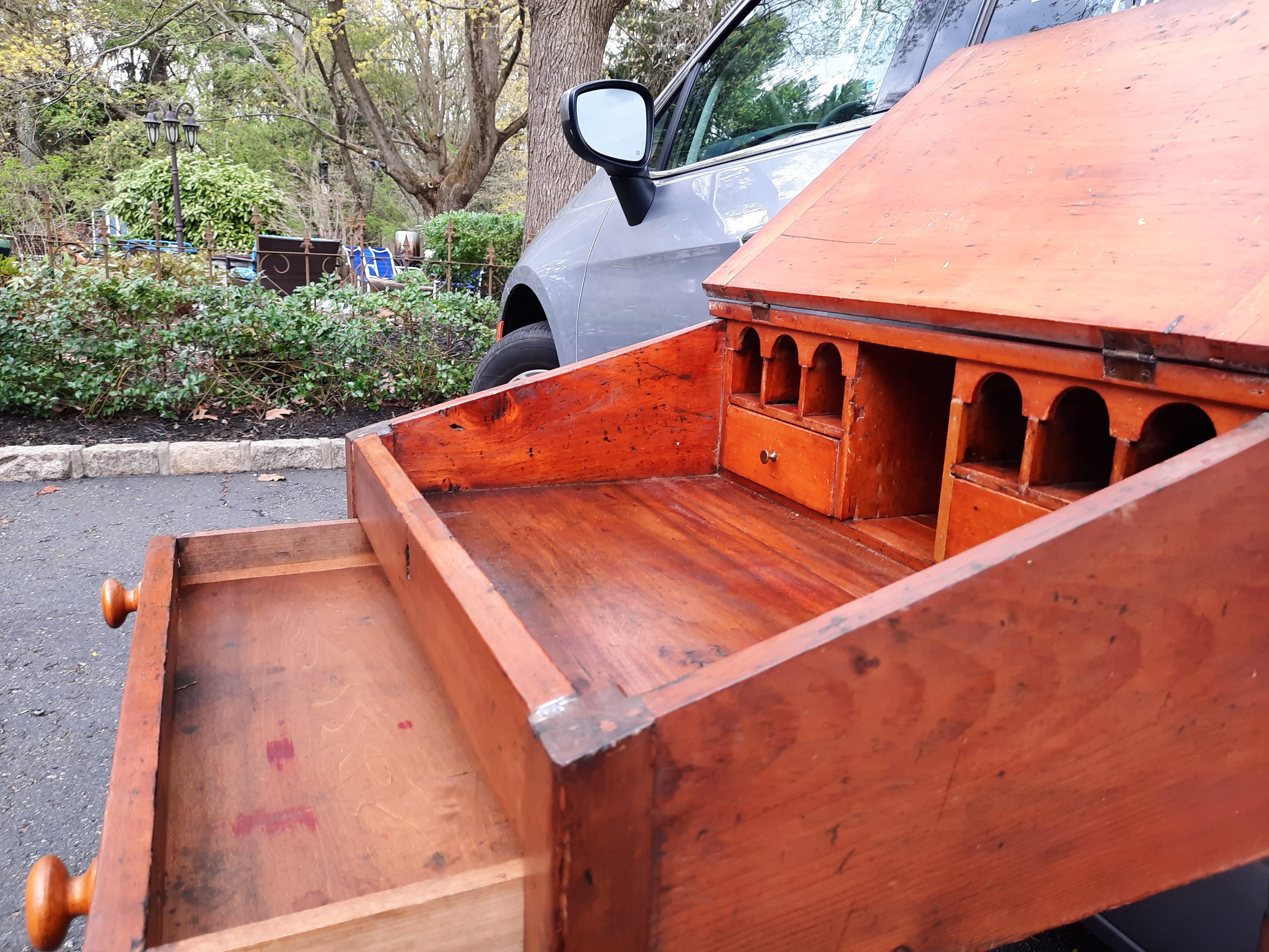 Antique American Pine Flip Top Desk For Sale 3