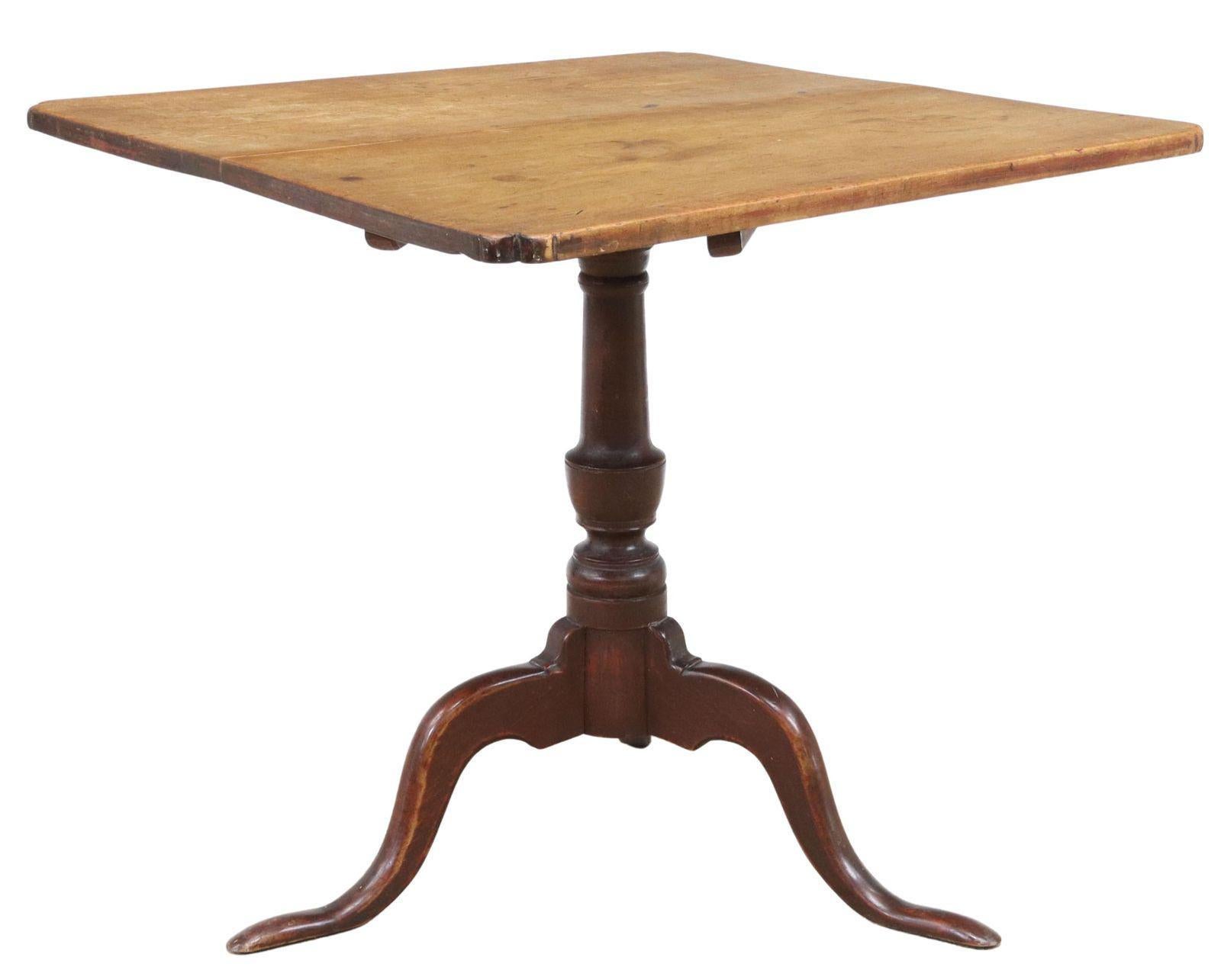 American Colonial Antique American Pine Tilt-Top Tea Table For Sale