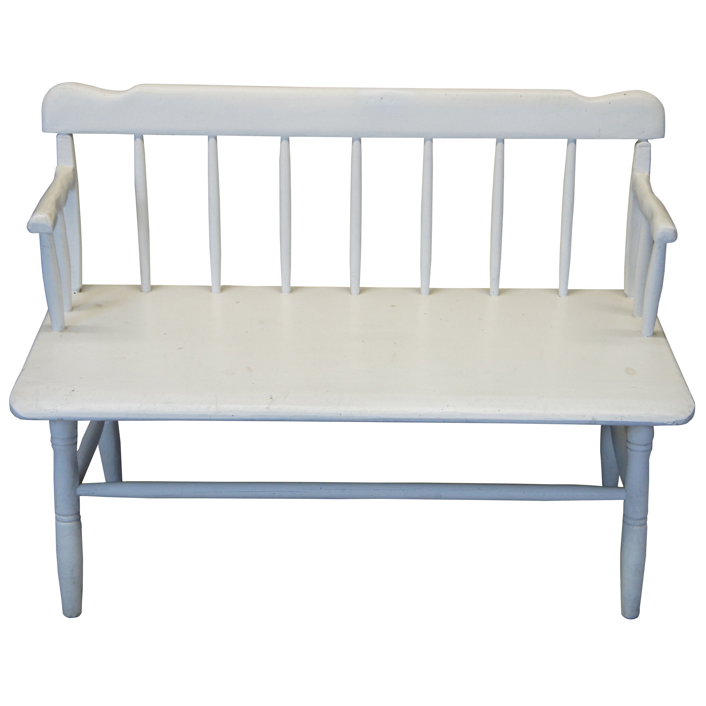 Antique American Pine Windsor Style Country Farmhouse Bench Seat Shaker